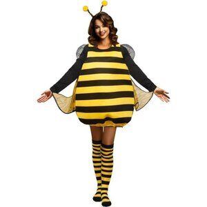 Women Yellow Bumble Bee Costume Funny Animal Halloween Adult Costumes with Wings